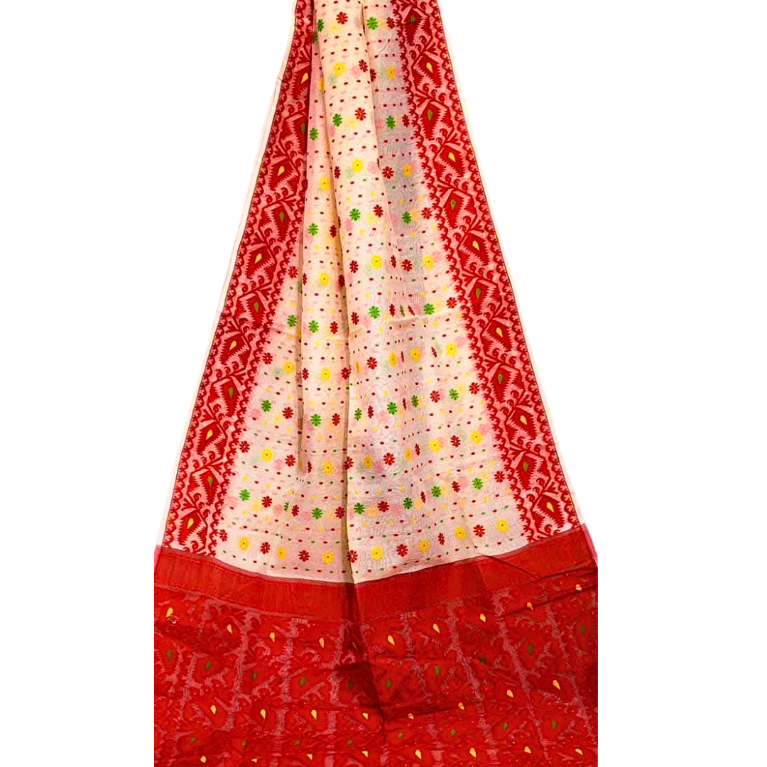 Pure Cotton Jamdani Saree with Blouse Piece, Handloom Saree