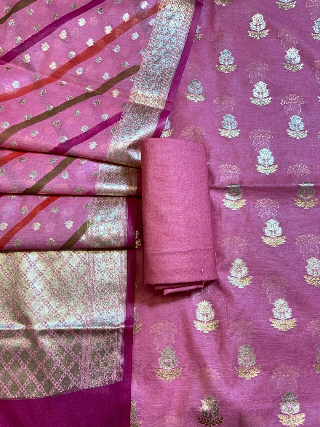 Handwoven Banarasi Chanderi Unstitched Party Wear Dress Material