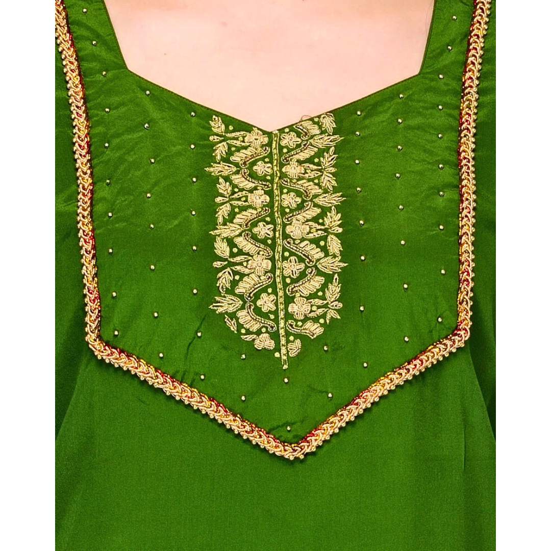 Green Silk Party Wear Top | Silk Evening Wear Top for Women