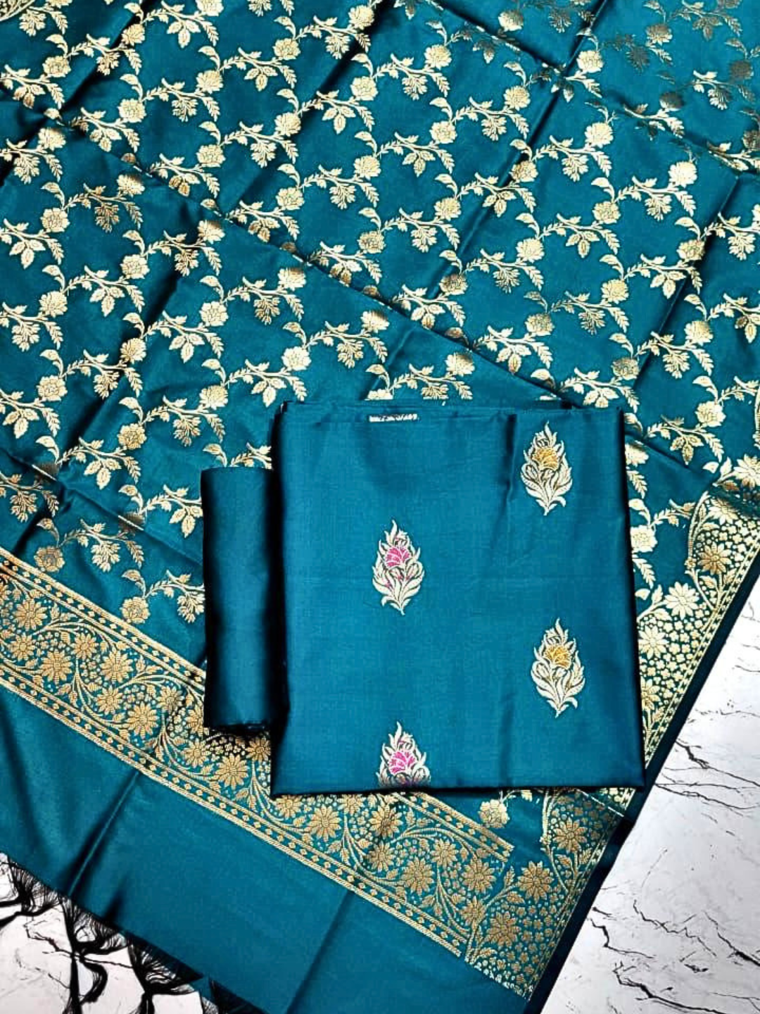 Traditional Banarasi Silk Blend Salwar Suit for Parties