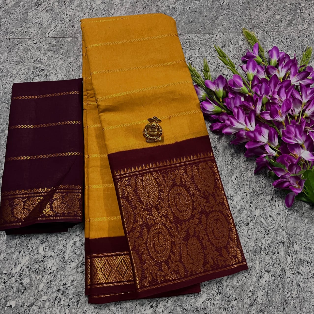Saree with Big Border – Party Wear Kanchi Cotton Saree with Blouse