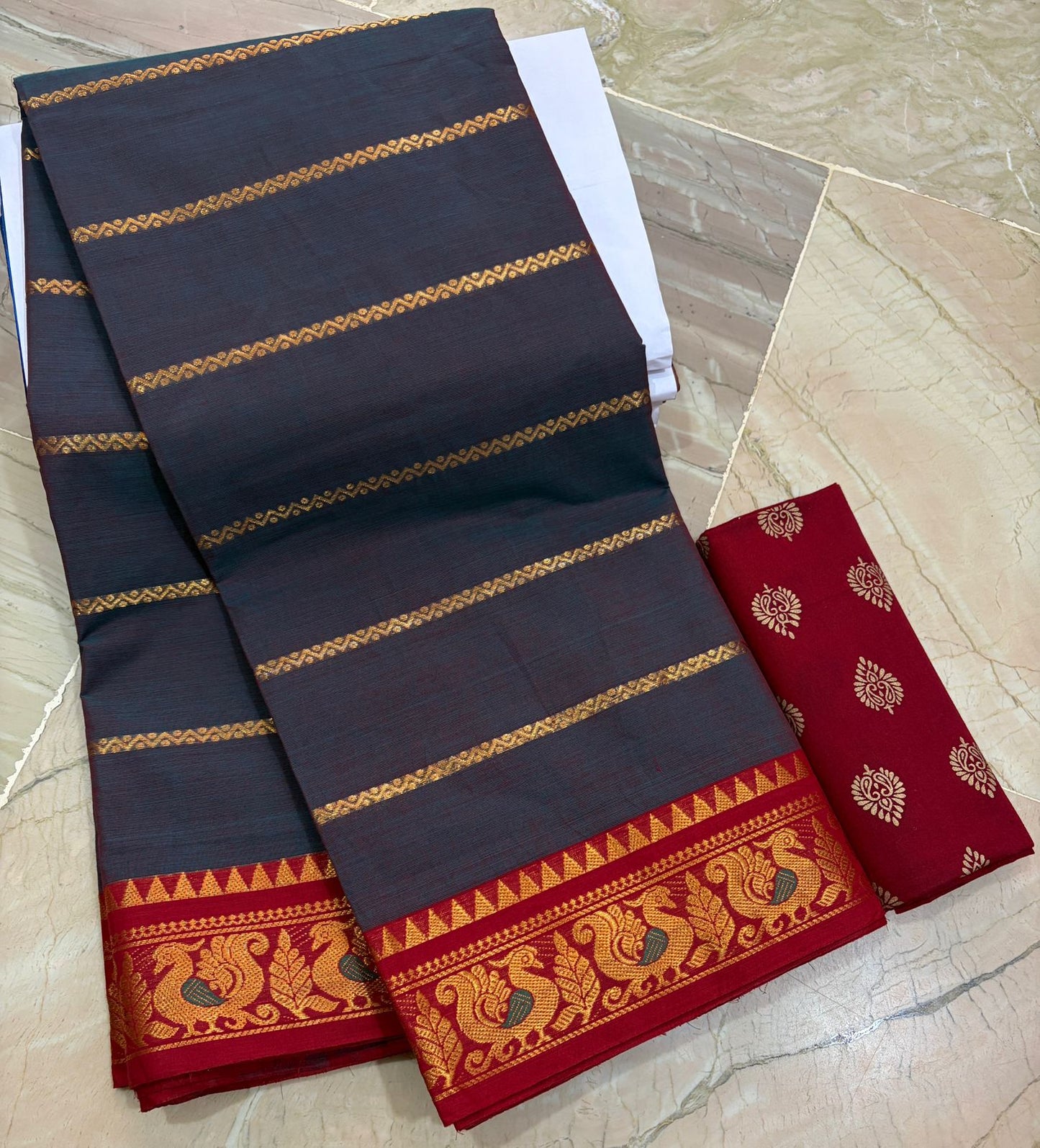 Kanchi cotton sarees with ganga jamuna border