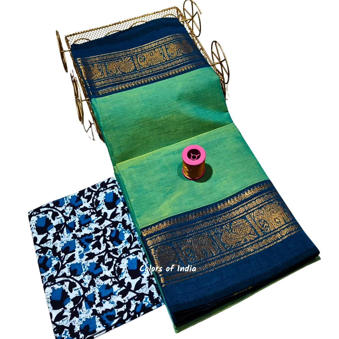 Handloom saree with blouse , Sarees with border , Sarees Cotton