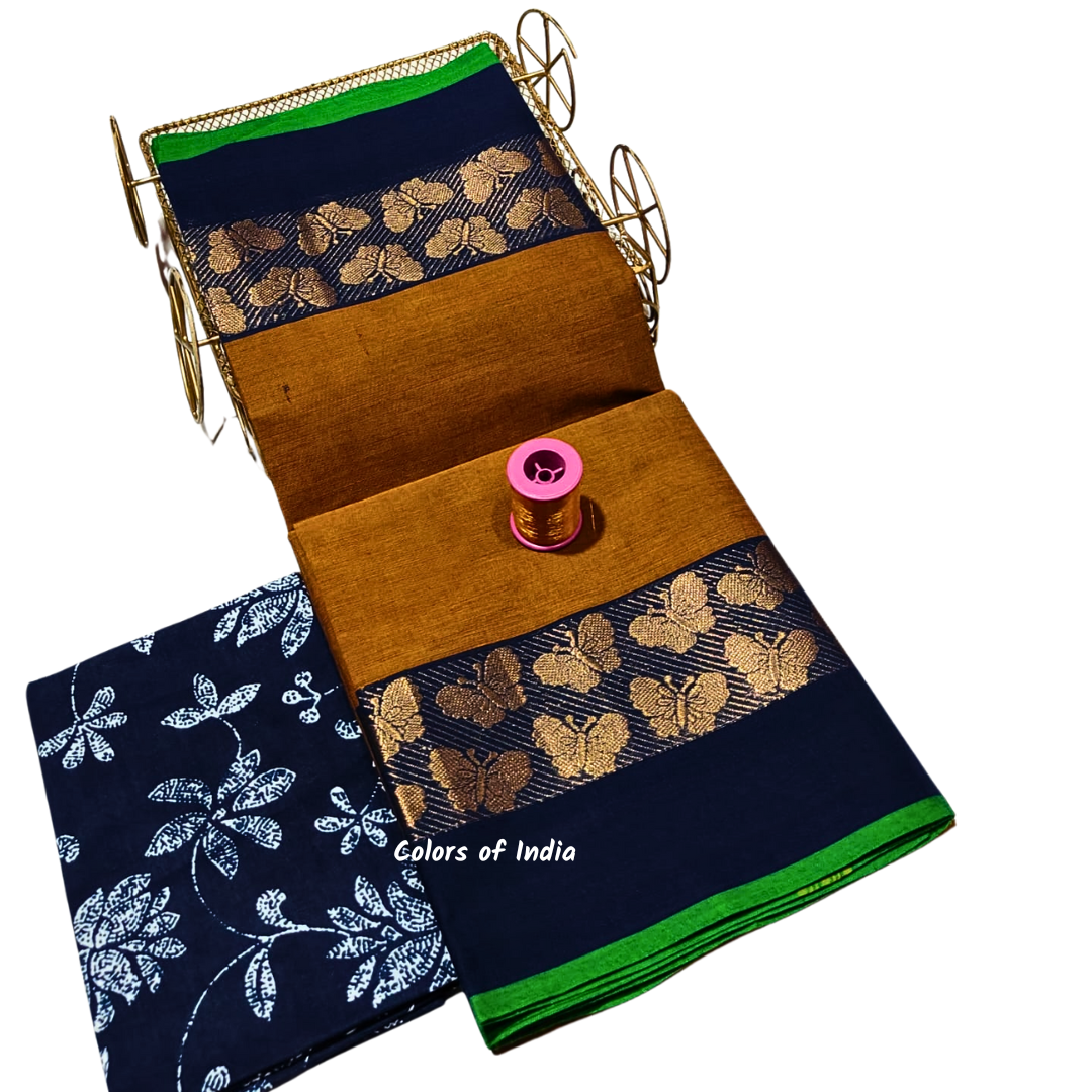 Handloom saree with blouse , Sarees with border , Sarees Cotton