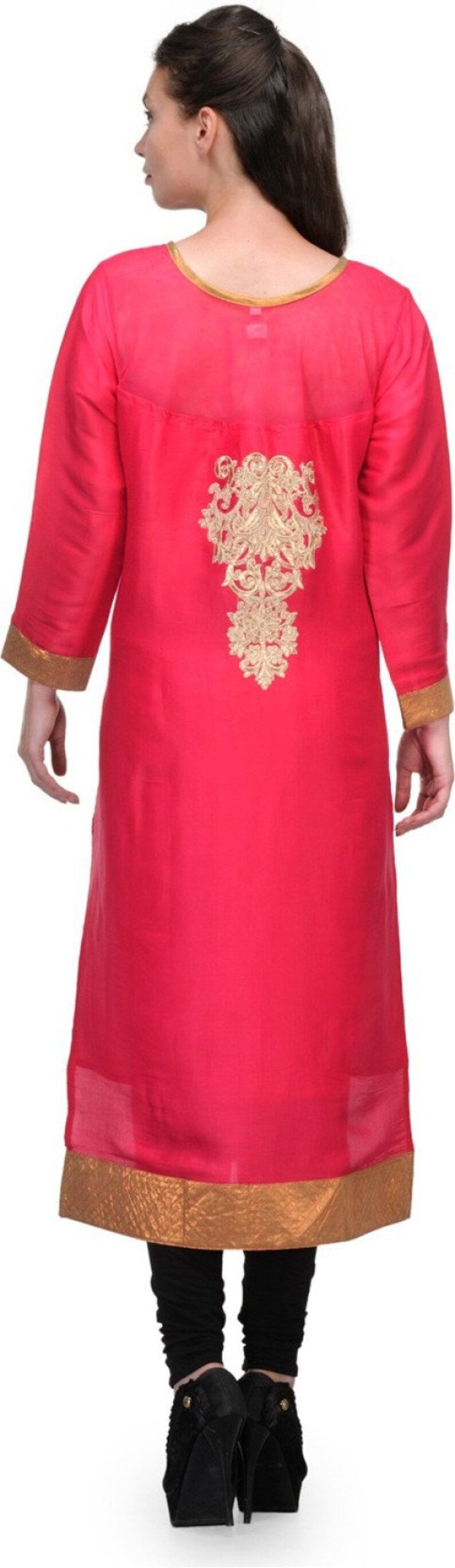 Red Silk Satin Kurta for Women | Indian Wedding & Festive Wear Long Kurti