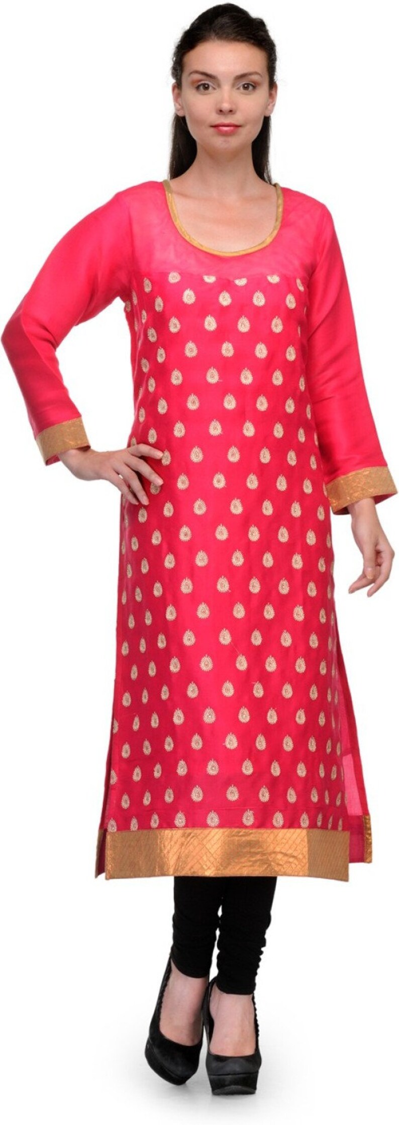 Red Silk Satin Kurta for Women | Indian Wedding & Festive Wear Long Kurti