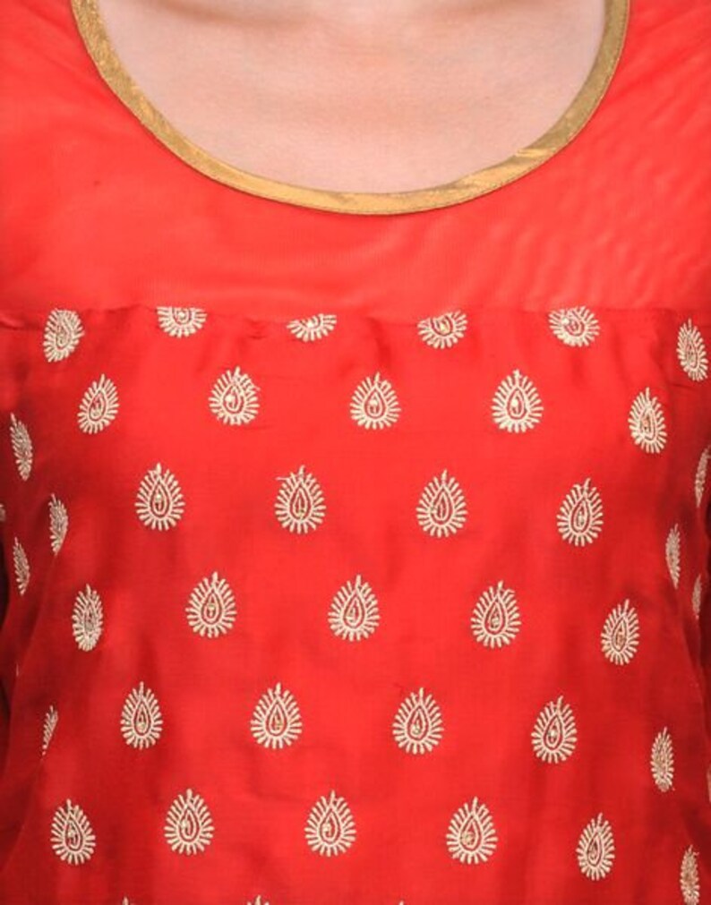 Red Silk Satin Kurta for Women | Indian Wedding & Festive Wear Long Kurti