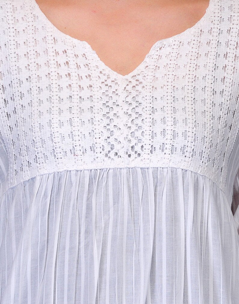 White Cotton Lace Top for Women