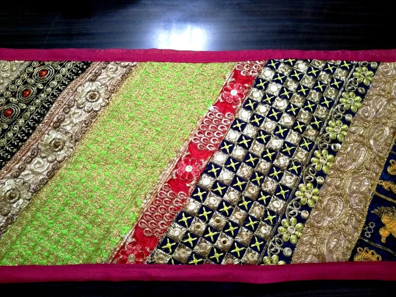 Pink Embroidered Table Runner – Festive Diwali Dining Table Decor