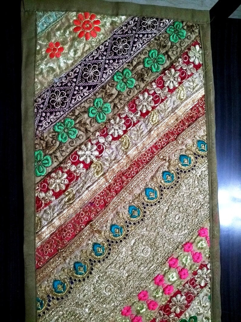 Beige Embroidered Table Runner – Elegant Diwali Dining Table Decor