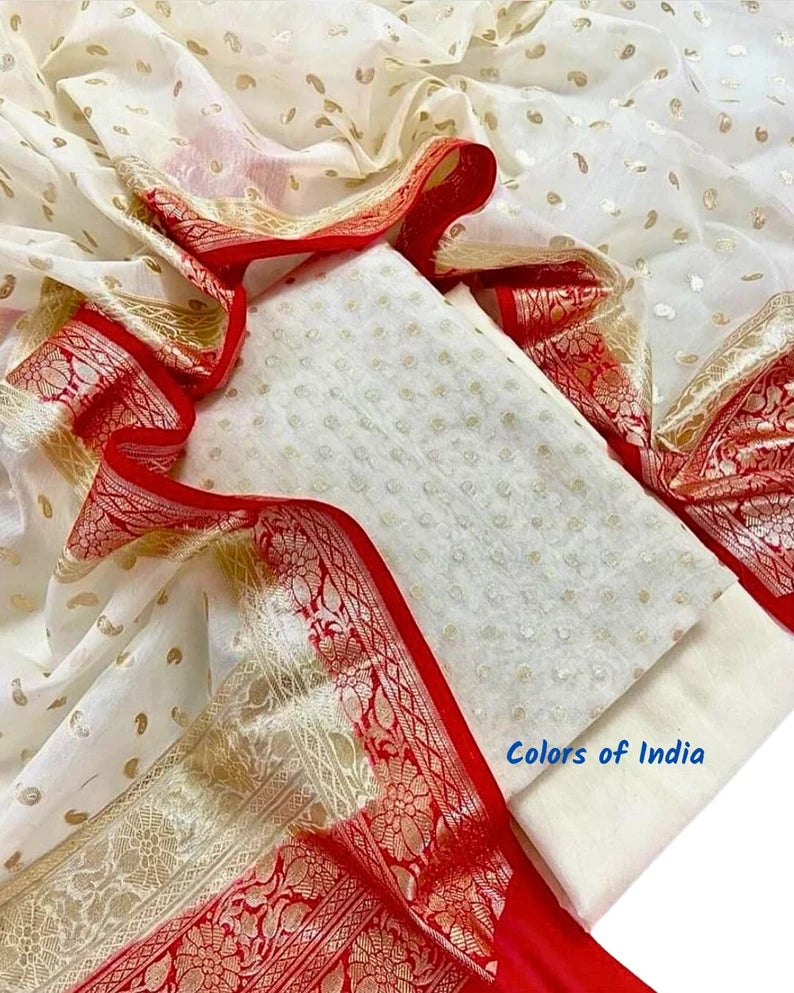 Banarasi Chanderi Cotton Unstitched Suits