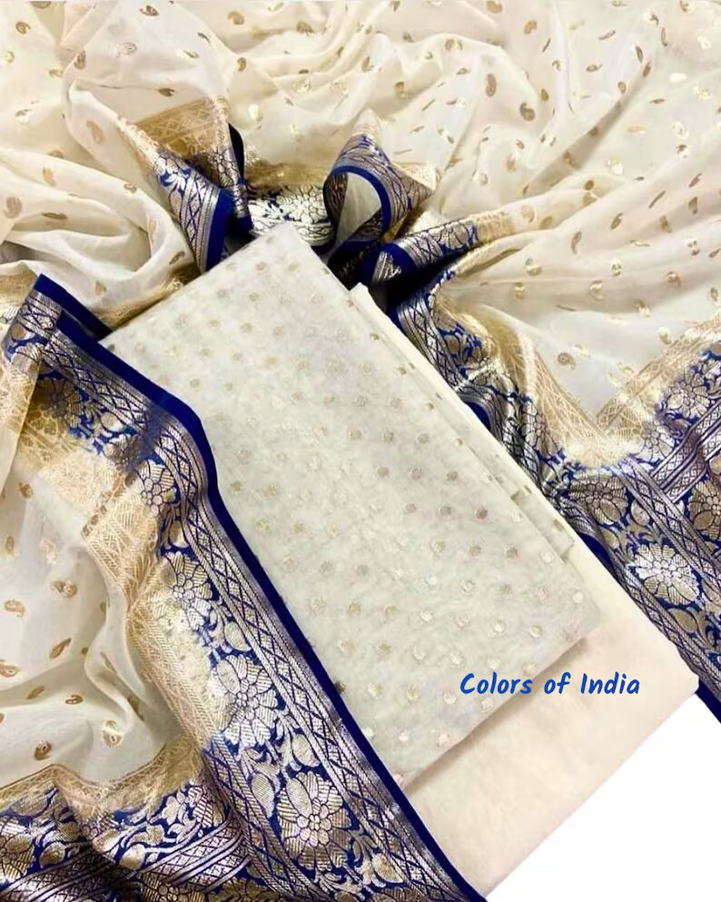 Banarasi Chanderi Cotton Unstitched Suits