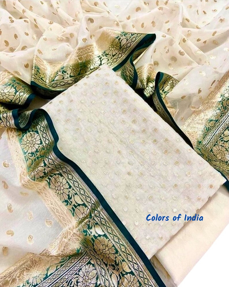 Banarasi Chanderi Cotton Unstitched Suits