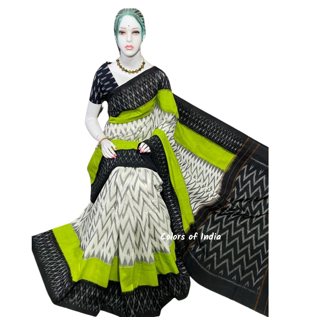 Ikat Cotton sarees for women , Ikat saree blouse , Handloom cotton saree , FREE DELIVERY
