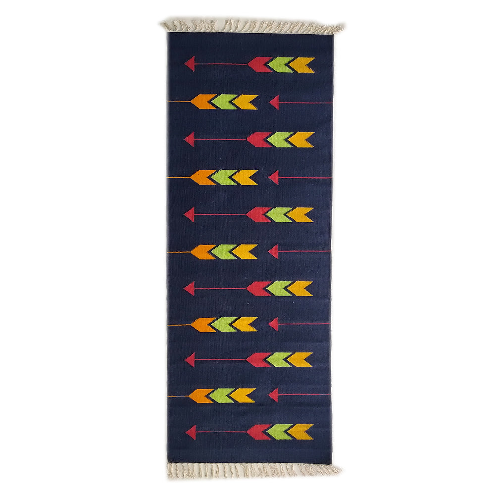 Navy handwoven rug / dhurrie , FREE DELIVERY
