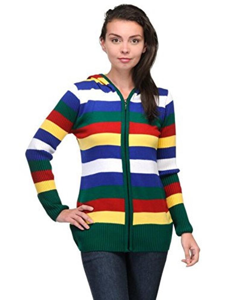 Multi Colored Zipper Cardigan for Women