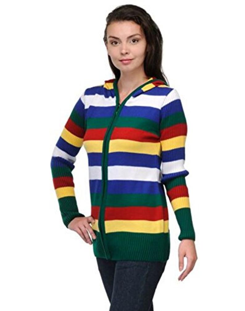 Multi Colored Zipper Cardigan for Women
