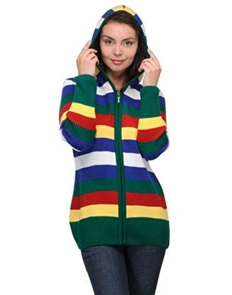 Multi Colored Zipper Cardigan for Women
