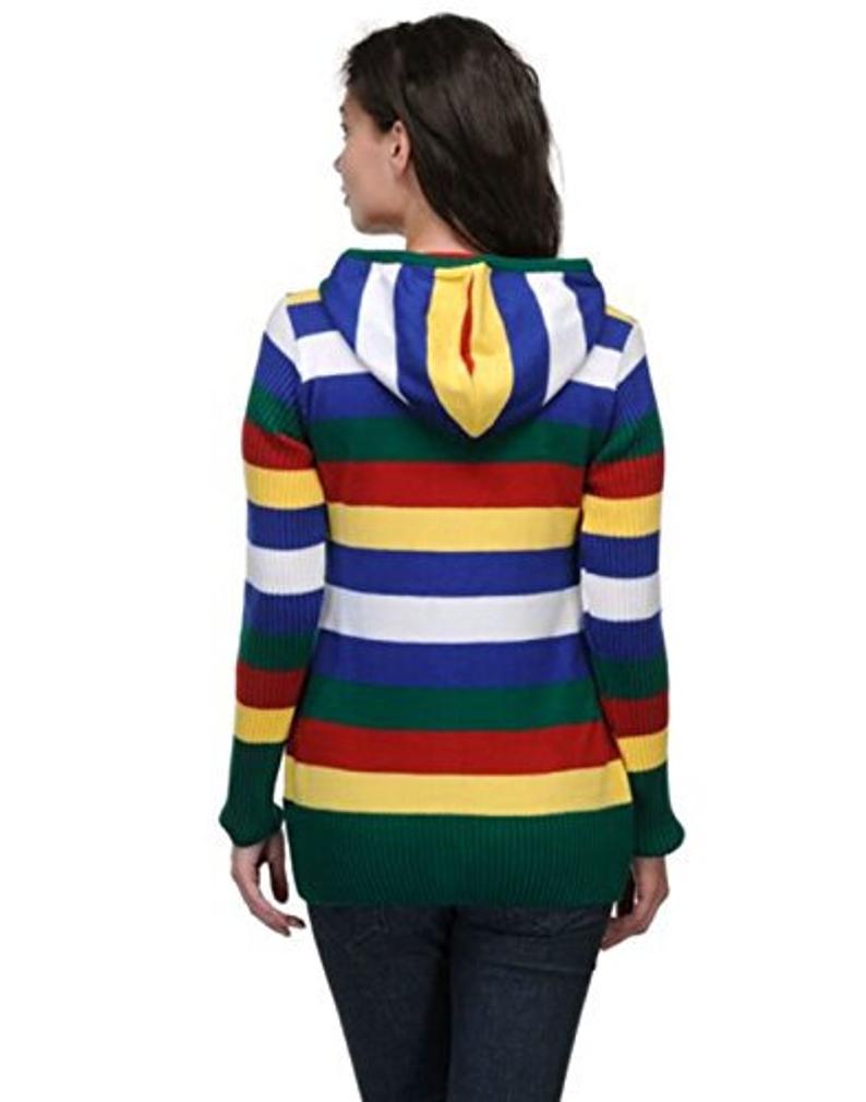 Multi Colored Zipper Cardigan for Women
