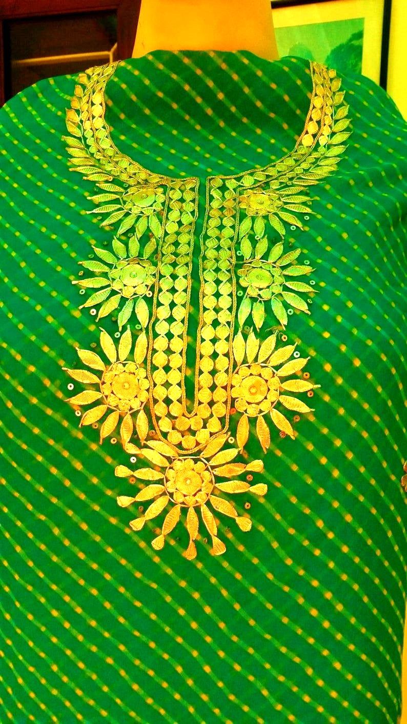 Green Leheriya Georgette Kurti for Women | Indian Festive & Party Wear Kurti
