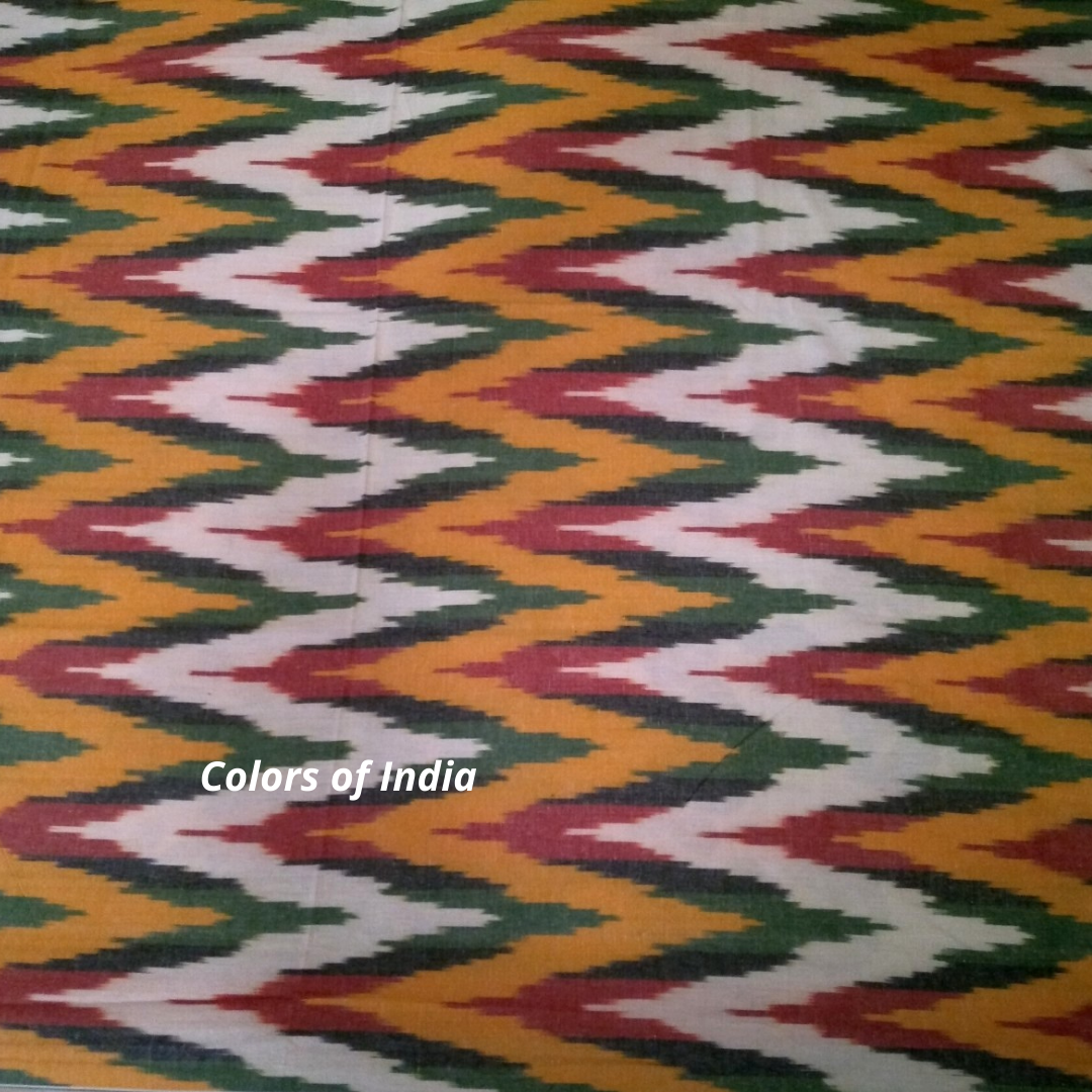 Yellow Cotton Queen Size Ikat Bedcover With Matching Pillow Covers