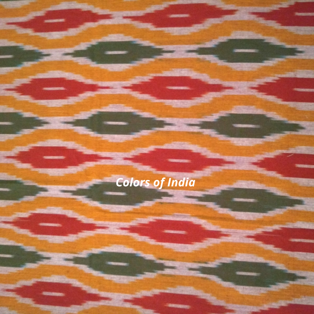 Red and Green Queen Size Cotton Ikat Bedcover With Matching Pillow Covers