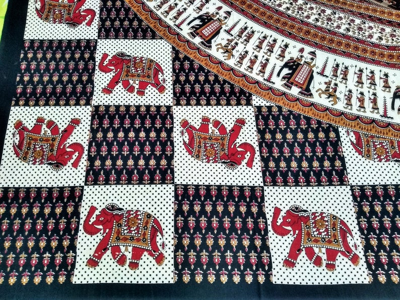 Black Handblock Printed Queen Size Cotton Bedsheet