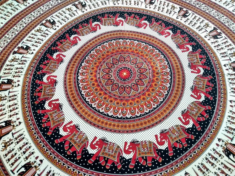Black Handblock Printed Queen Size Cotton Bedsheet