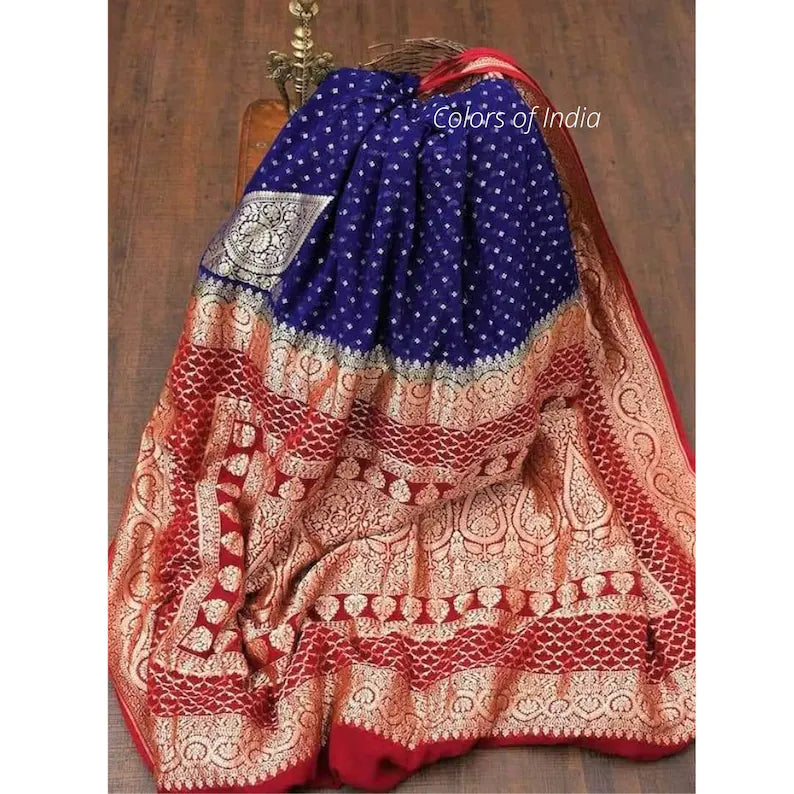 Banarasi Semi Georgette Saree with zari work , FREE DELIVERY