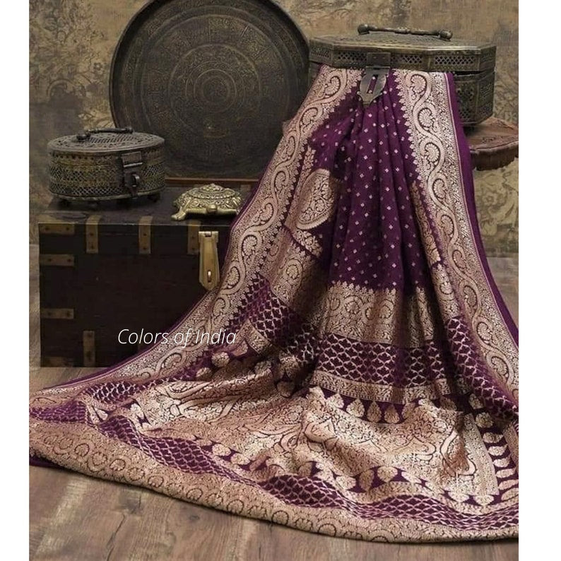 Banarasi Semi Georgette Saree with zari work , FREE DELIVERY