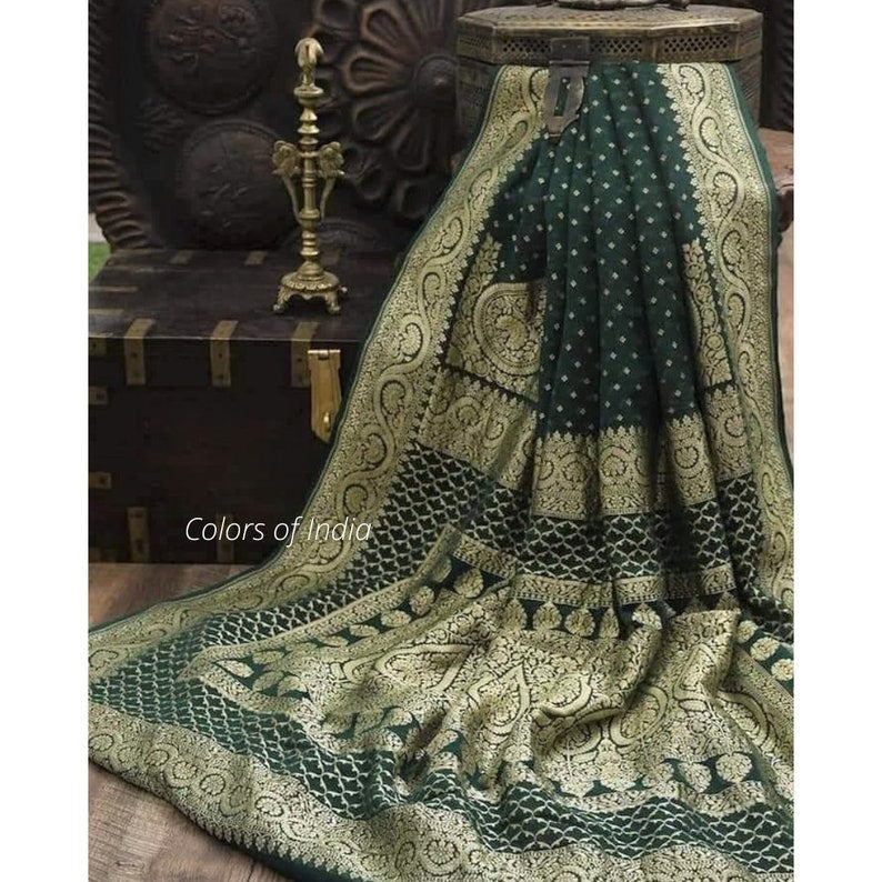 Banarasi Semi Georgette Saree with zari work , FREE DELIVERY