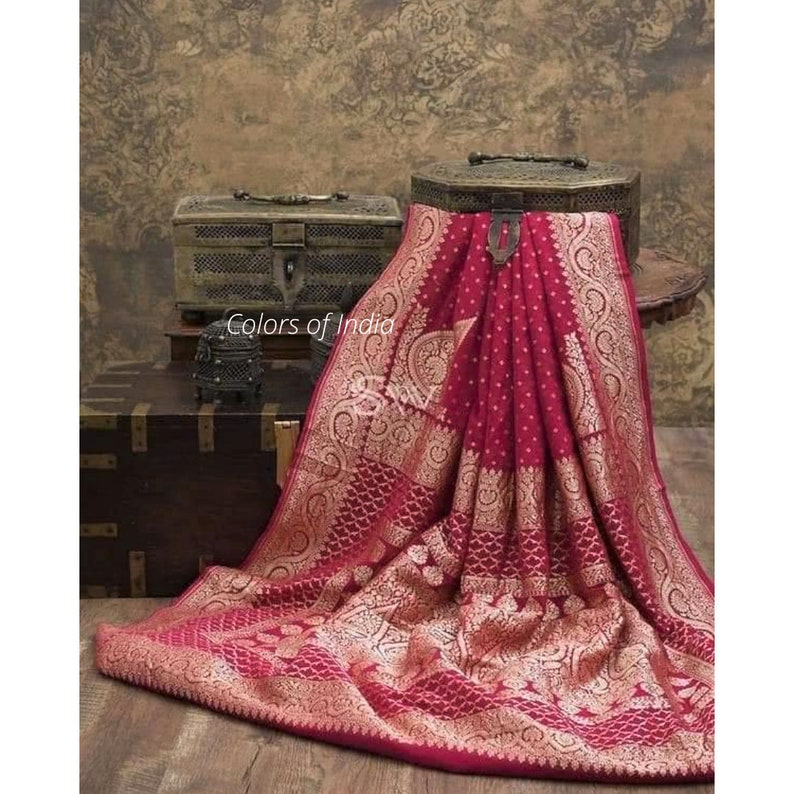 Banarasi Semi Georgette Saree with zari work , FREE DELIVERY
