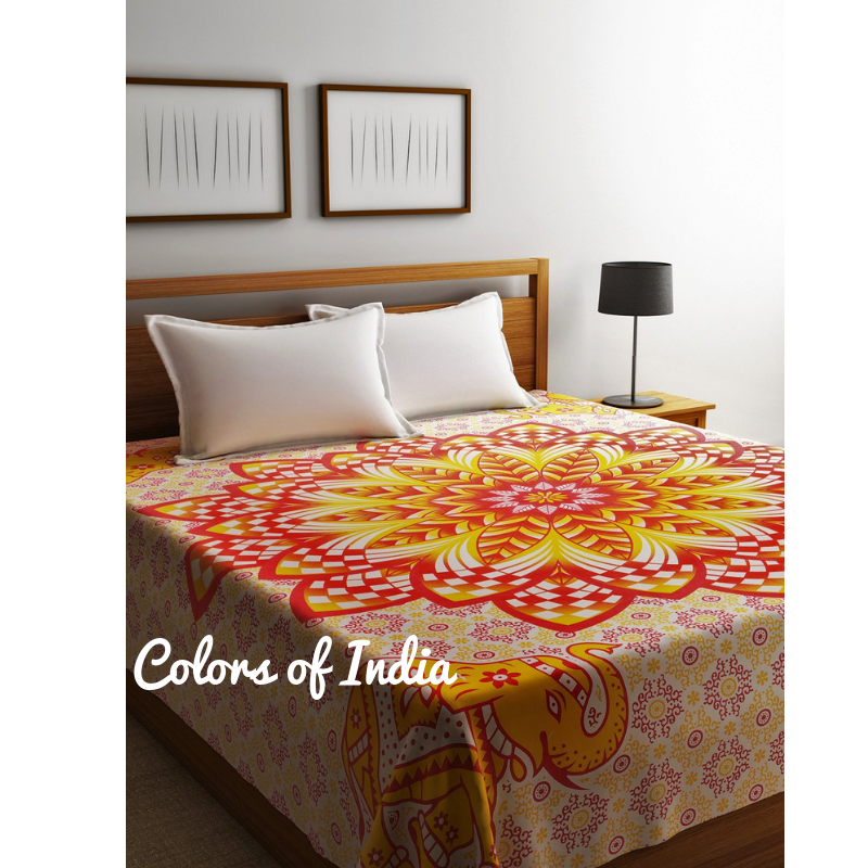 Yellow Queen Size Cotton Bedsheet