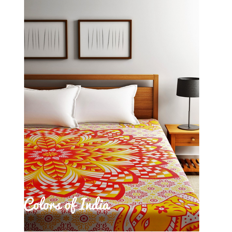 Yellow Queen Size Cotton Bedsheet