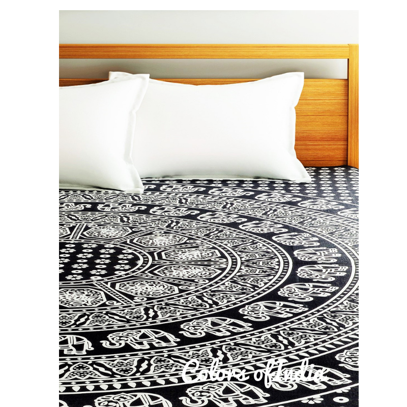 Black / White Queen Size Cotton Bedsheet , FREE DELIVERY