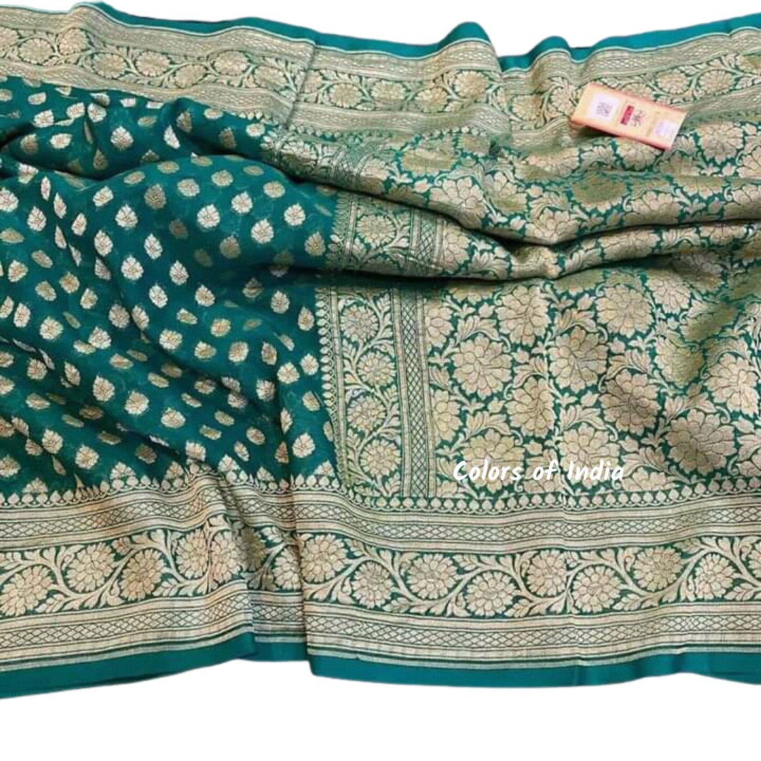 Black Semi Georgette Sarees with Blouse Piece