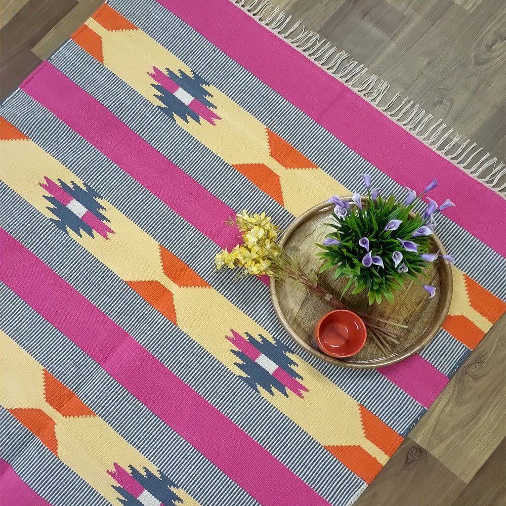 Pink handwoven rug / dhurrie , FREE DELIVERY