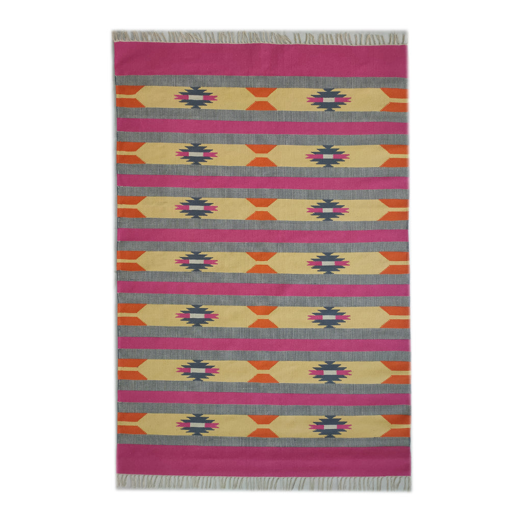 Pink handwoven rug / dhurrie , FREE DELIVERY