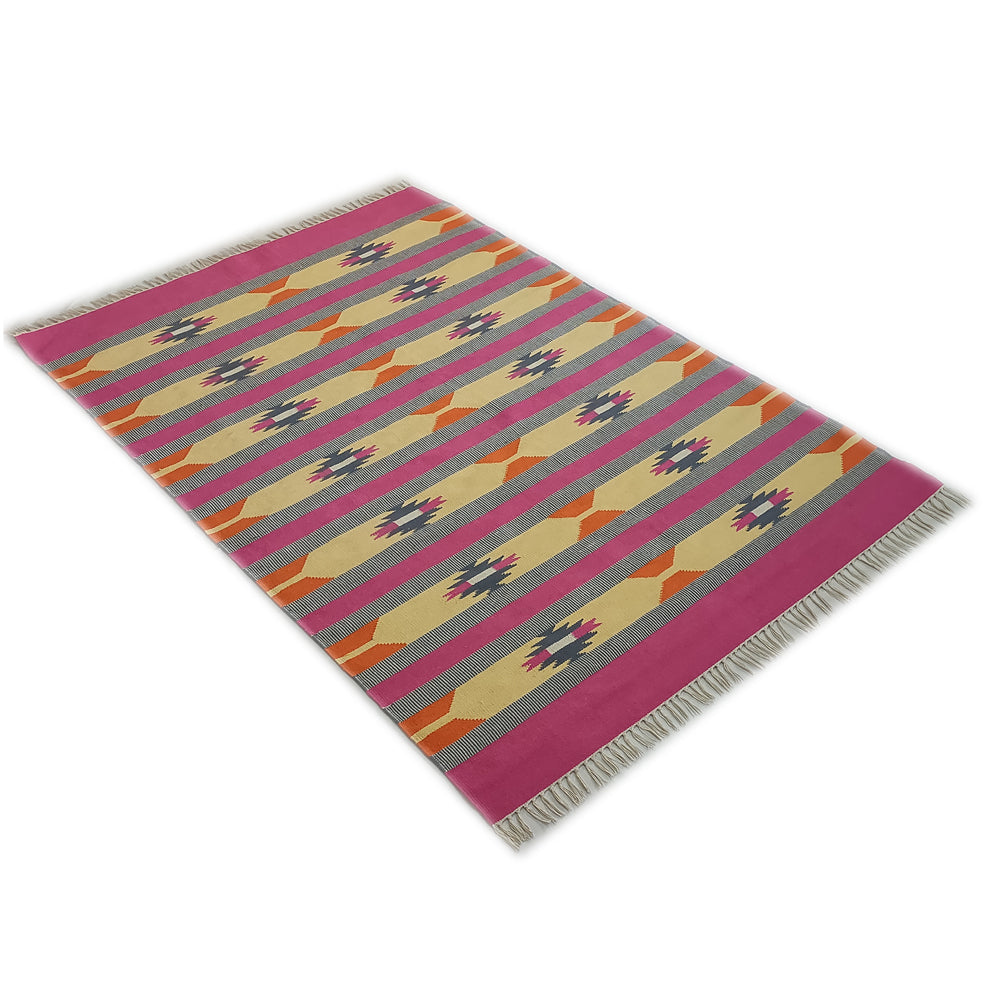 Pink handwoven rug / dhurrie , FREE DELIVERY