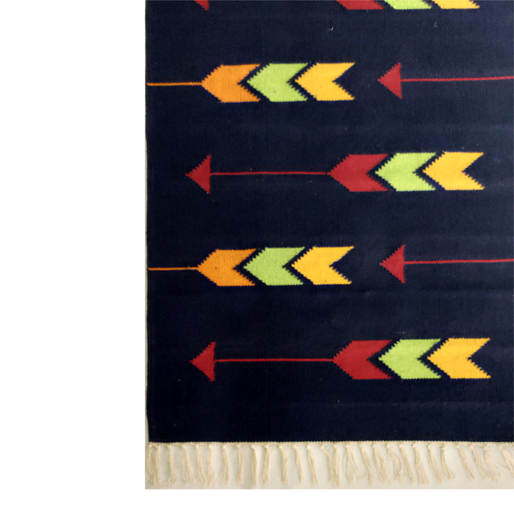 Navy handwoven rug / dhurrie , FREE DELIVERY