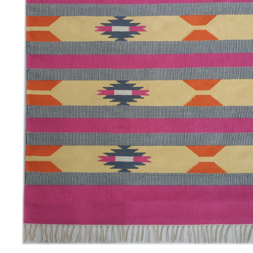 Pink handwoven rug / dhurrie , FREE DELIVERY