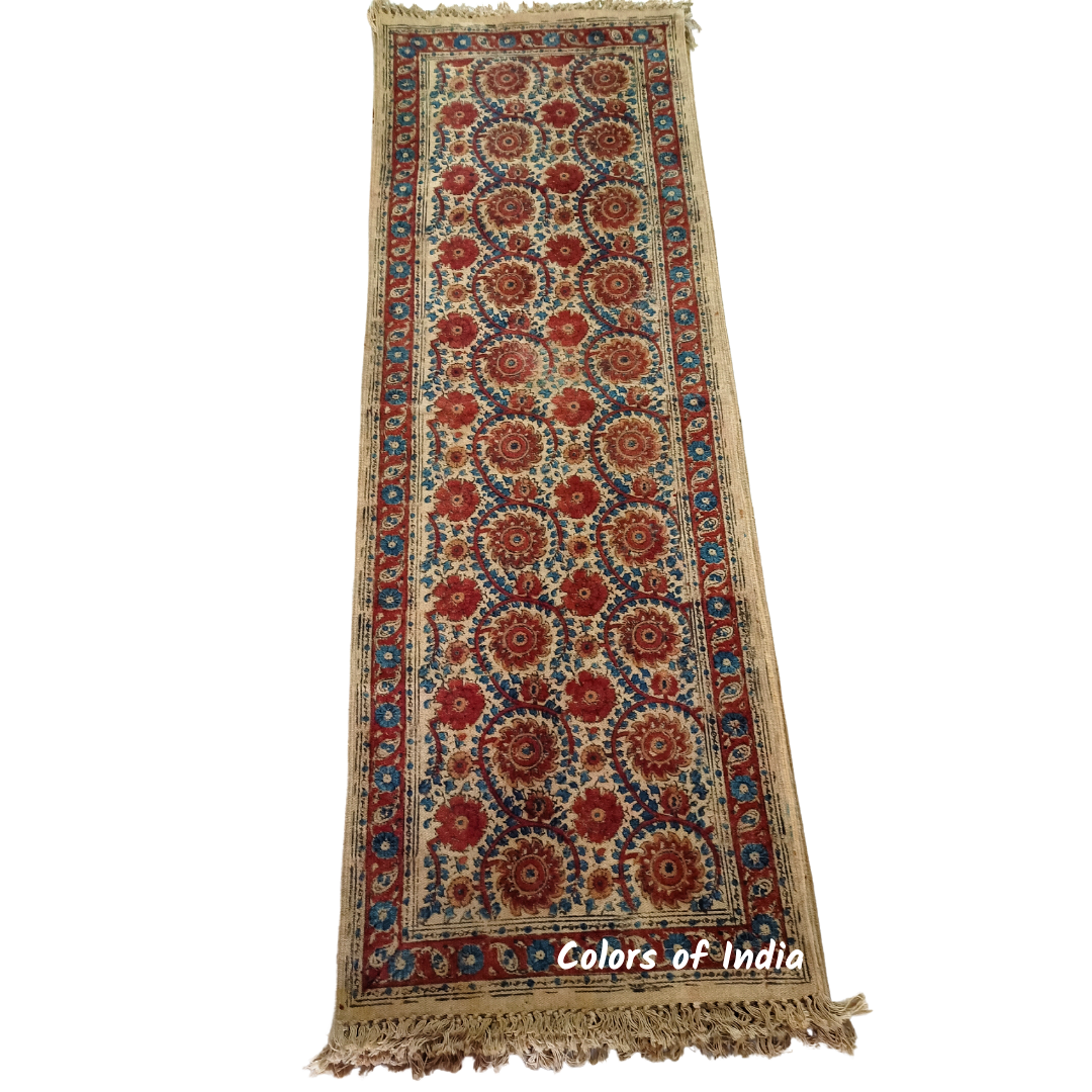 2 Feet X 6 Feet Kalamkari Bedside Runners , Floor runners , Bedroom Runners , FREE DELIVERY