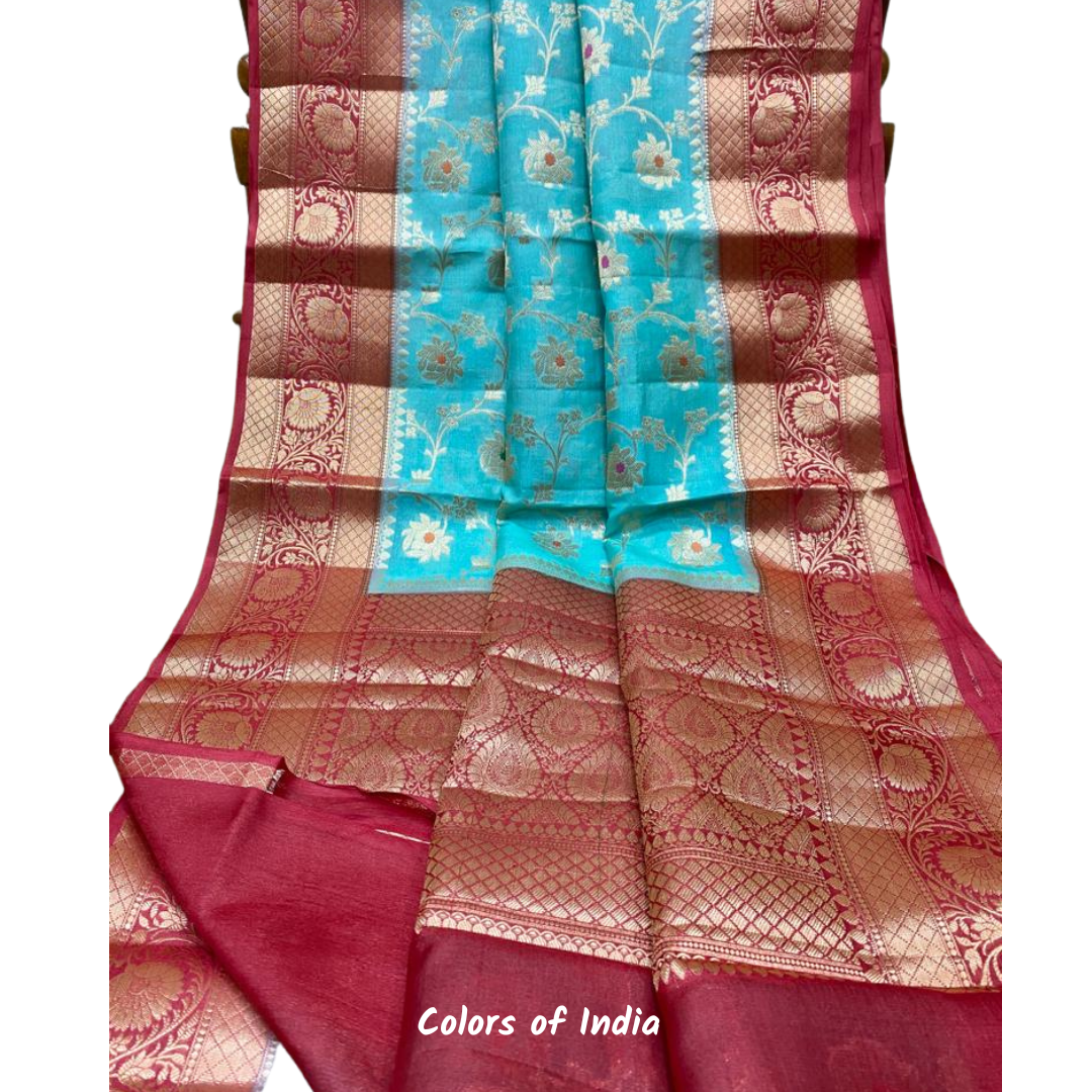 Banarasi saree with double border and heavy pallu , FREE DELIVERY
