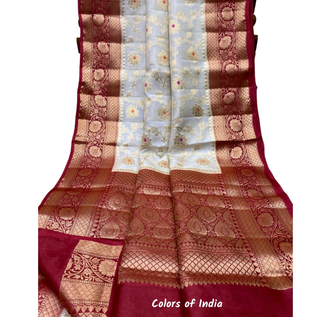 Banarasi saree with double border and heavy pallu , FREE DELIVERY