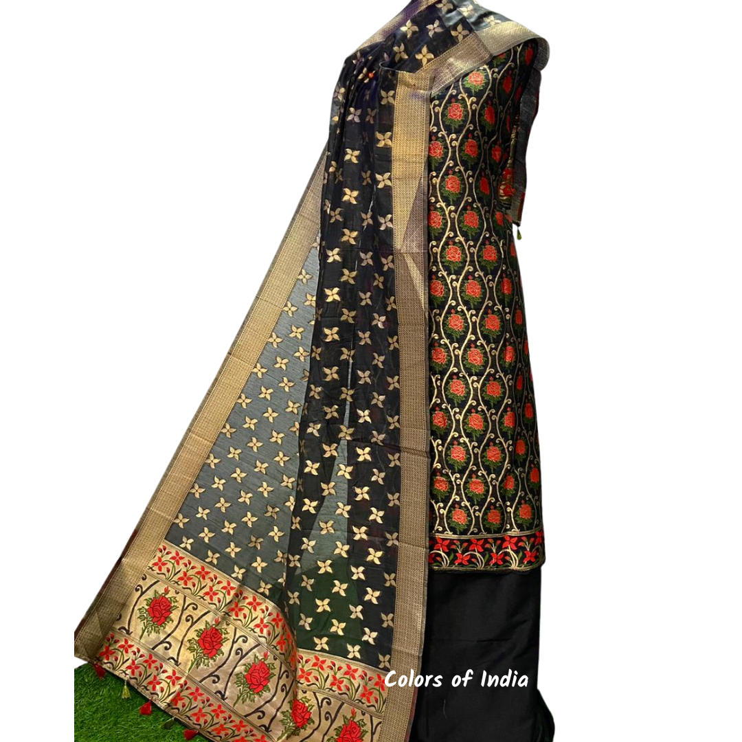 Banarasi Party Wear Cotton Unstitched Suits