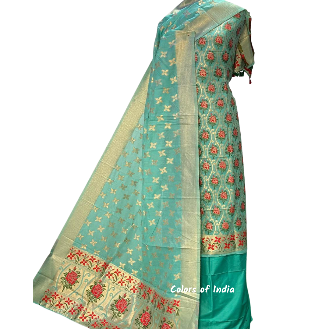 Banarasi Party Wear Cotton Unstitched Suits