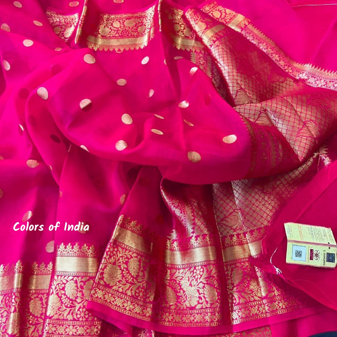Banarasi Organza Saree with Zari Weaving – Premium Party & Wedding Wear Collection