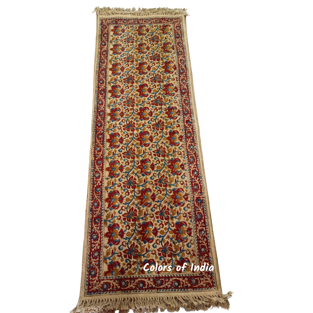 2 Feet X 6 Feet Kalamkari Bedside Runners , Floor runners , Bedroom Runners , FREE DELIVERY