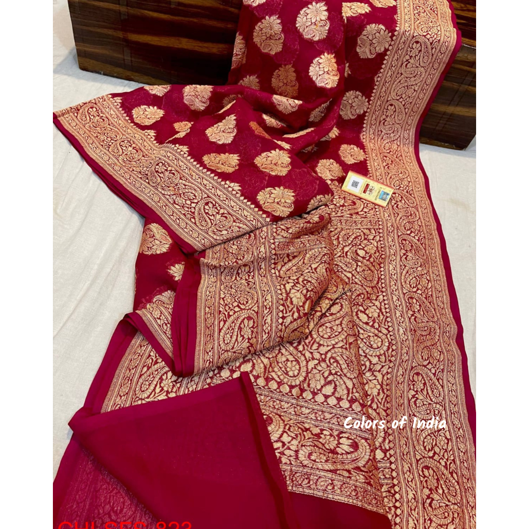 Banarasi Semi Georgette Party Wear Sarees with Blouse Piece