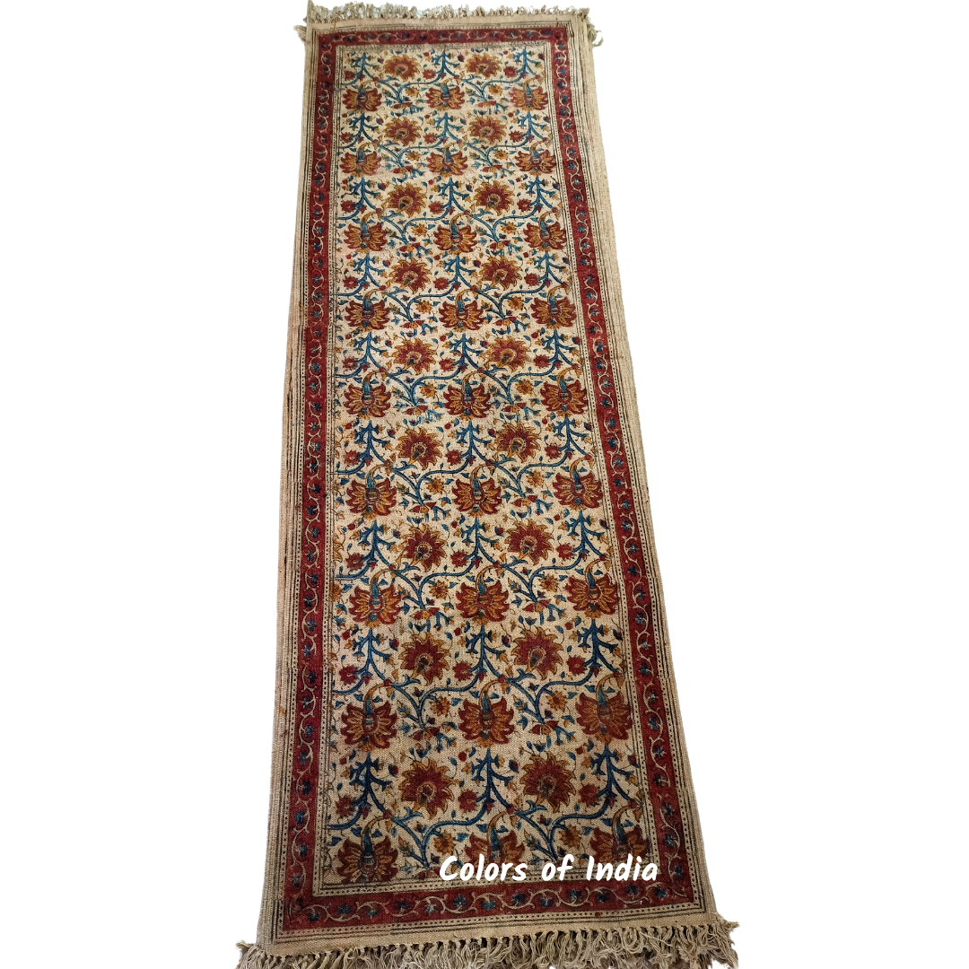 2 Feet X 6 Feet Kalamkari Bedside Runners , Floor runners , Bedroom Runners , FREE DELIVERY
